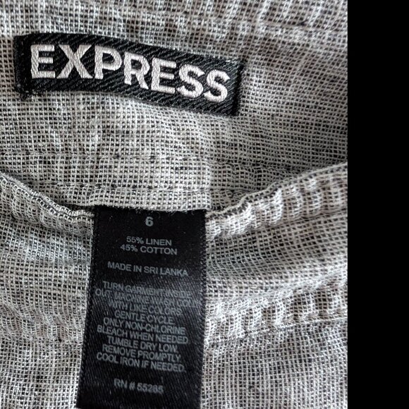 EXPRESS Linen Blend Grey Sailor Shorts Size 6 Summer Nautical Coastal - Picture 3 of 8